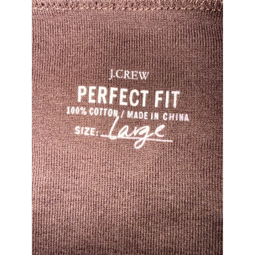 J.Crew Perfect Fit Brown 100% Cotton Scoop Neck Short Sleeve Tee Shirt Large